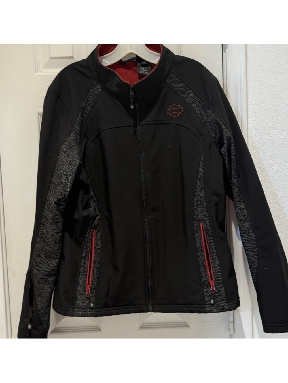 Harley-Davidson Softshell Jacket Womens Size XL Black/Red Fleece Lined